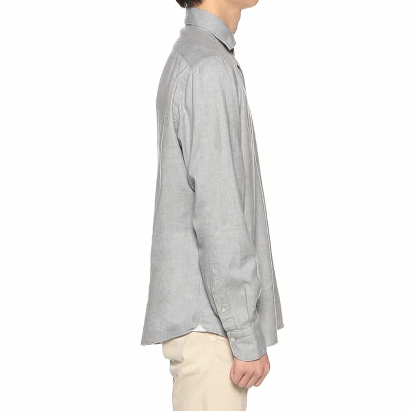 FINAMORE ヘリンボーン柄ネルシャツ LIGHT GRAY