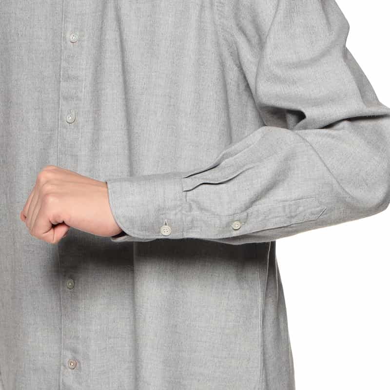 FINAMORE ヘリンボーン柄ネルシャツ LIGHT GRAY