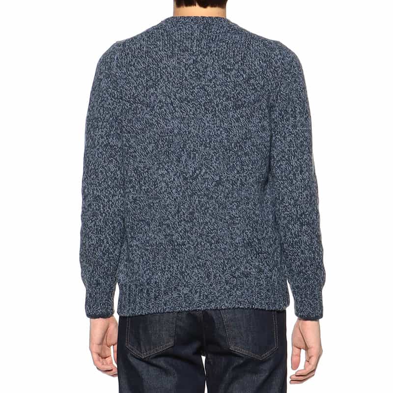 GRANSASSO ミックスジーロンクルーネックニットプルオーバー BLUE