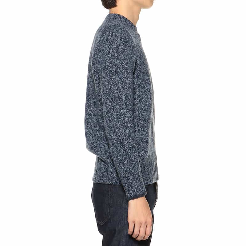 GRANSASSO ミックスジーロンクルーネックニットプルオーバー BLUE