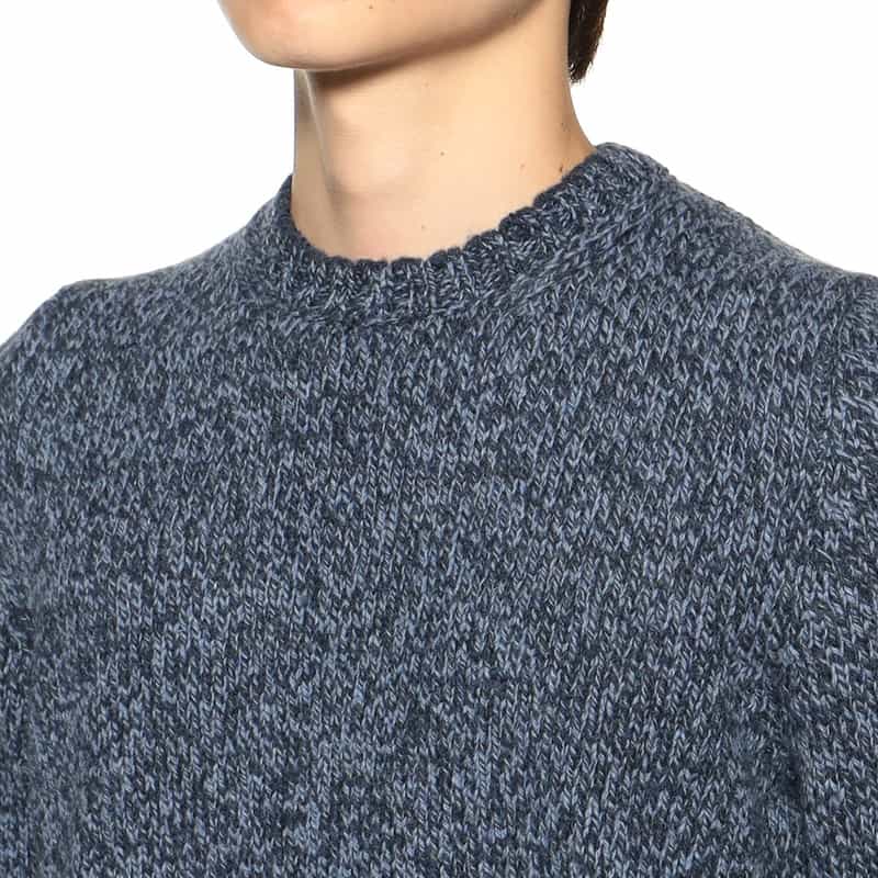 GRANSASSO ミックスジーロンクルーネックニットプルオーバー BLUE
