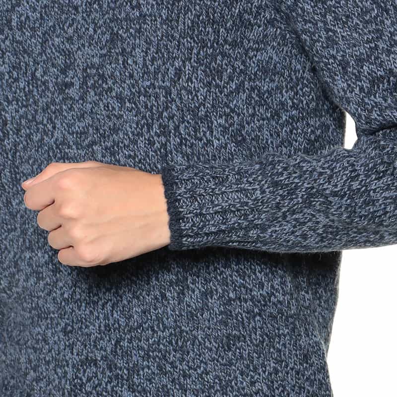 GRANSASSO ミックスジーロンクルーネックニットプルオーバー BLUE