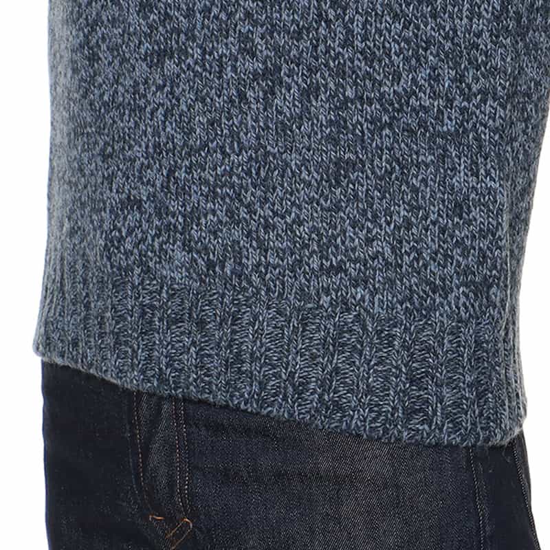 GRANSASSO ミックスジーロンクルーネックニットプルオーバー BLUE