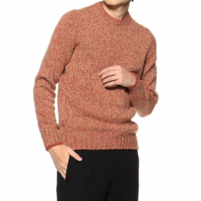 GRANSASSO ミックスジーロンクルーネックニットプルオーバー ORANGE