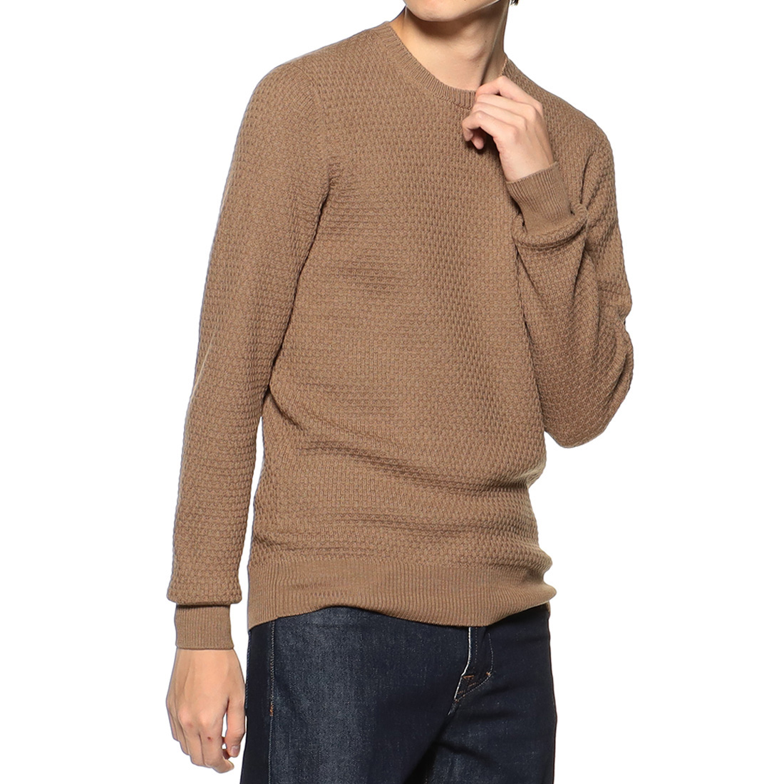 ジャカードクルーネックニットプルオーバー