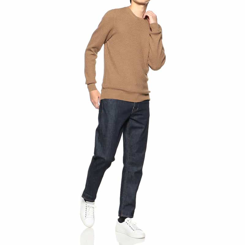 GRANSASSO ジャカードクルーネックニットプルオーバー CAMEL