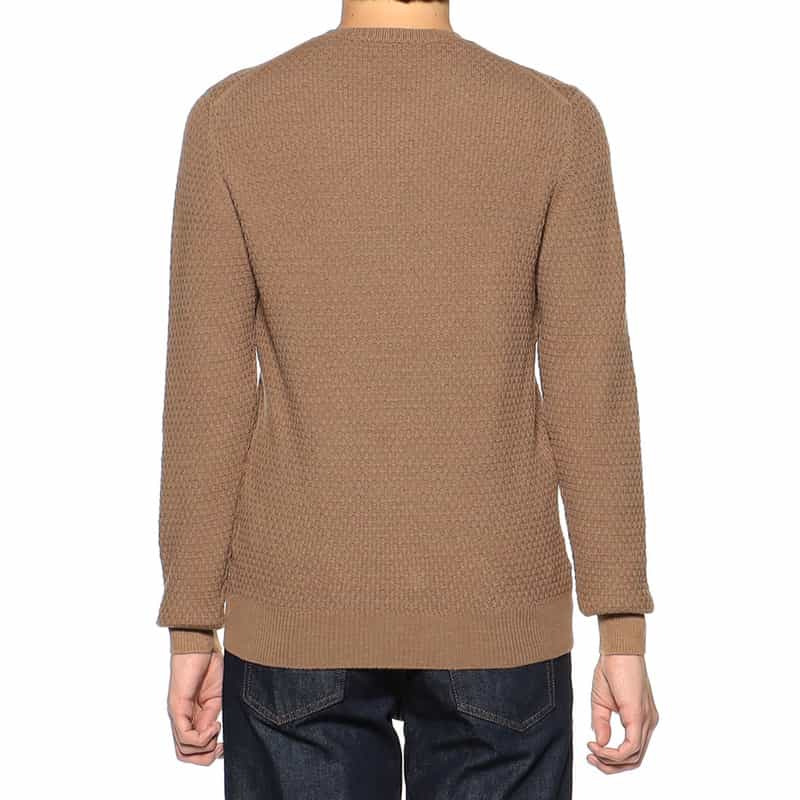 GRANSASSO ジャカードクルーネックニットプルオーバー CAMEL