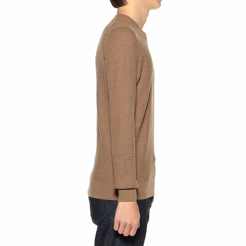 GRANSASSO ジャカードクルーネックニットプルオーバー CAMEL