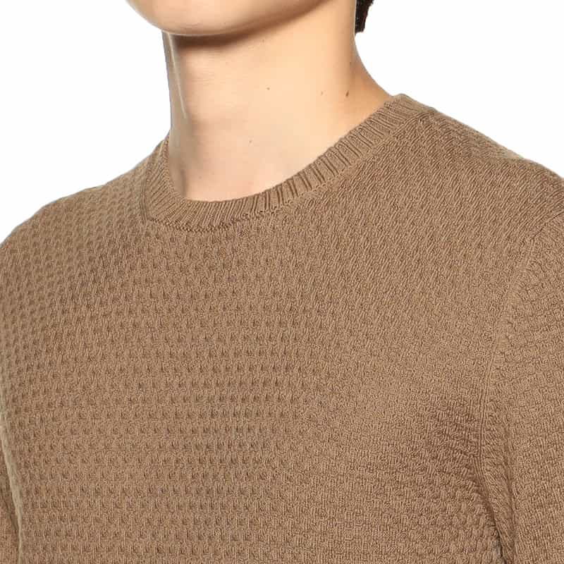 GRANSASSO ジャカードクルーネックニットプルオーバー CAMEL