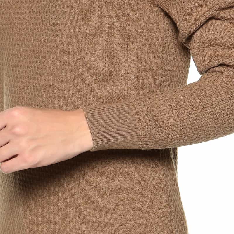 GRANSASSO ジャカードクルーネックニットプルオーバー CAMEL