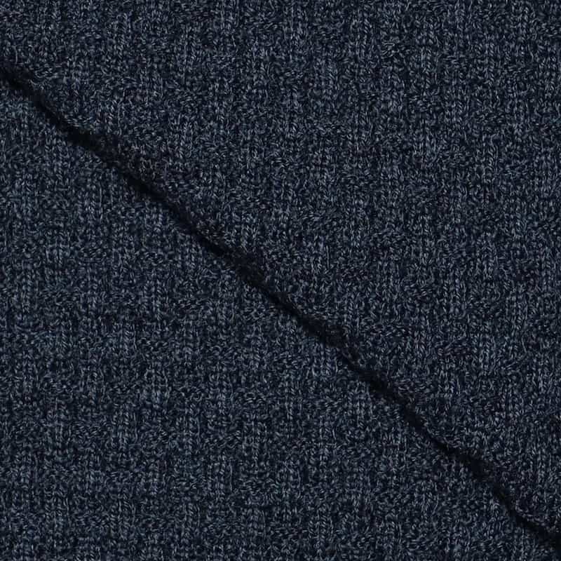 GRANSASSO ジャカードクルーネックニットプルオーバー NAVY