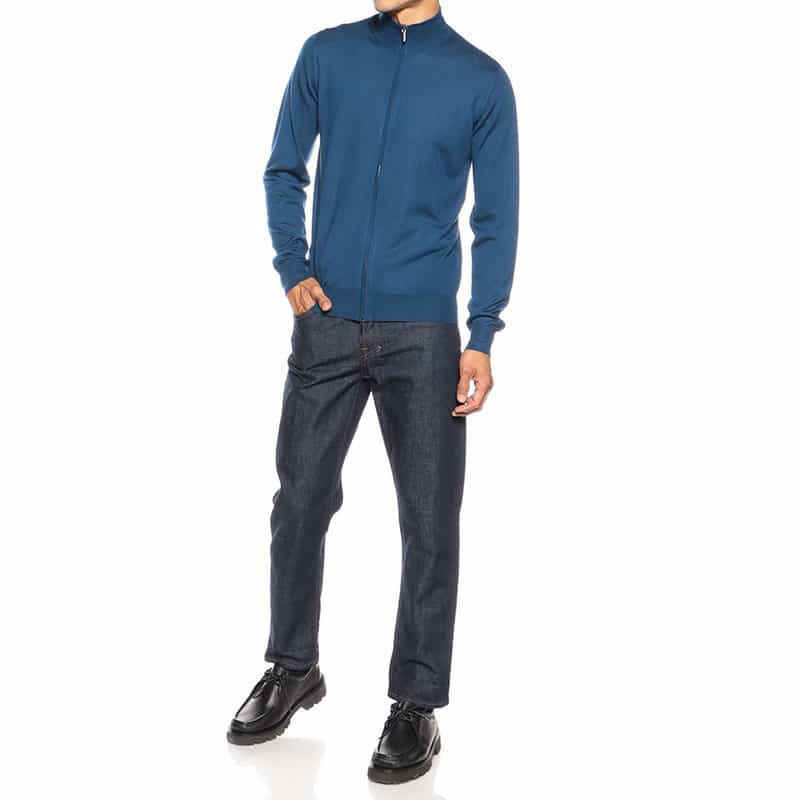 MAURO OTTAVIANI カシミヤシルクジップアップニットブルゾン BLUE