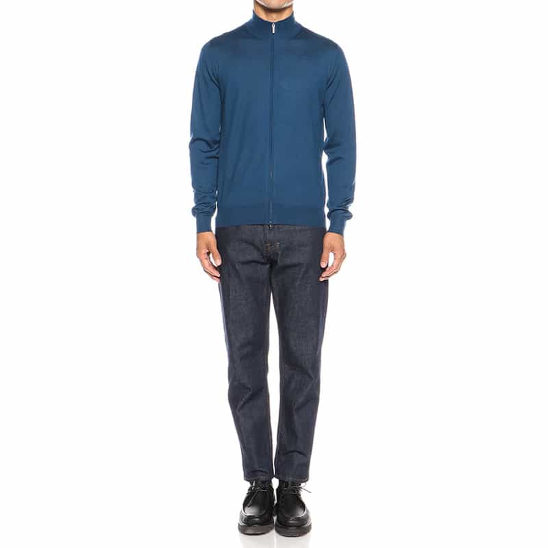 MAURO OTTAVIANI カシミヤシルクジップアップニットブルゾン BLUE