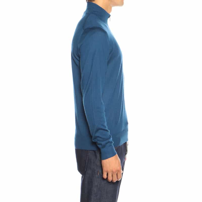 MAURO OTTAVIANI カシミヤシルクジップアップニットブルゾン BLUE