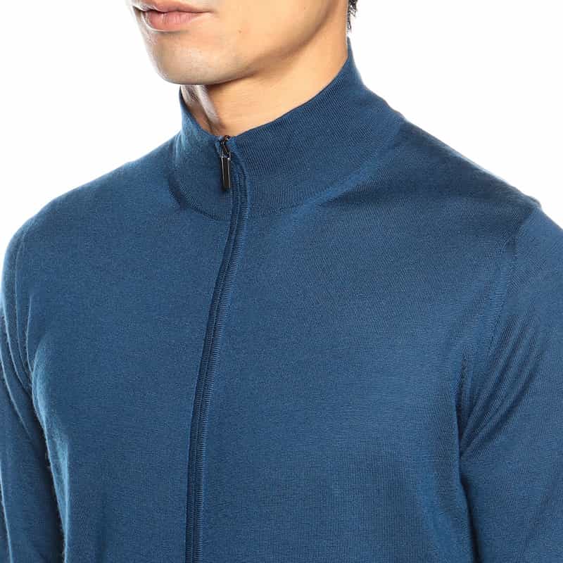 MAURO OTTAVIANI カシミヤシルクジップアップニットブルゾン BLUE