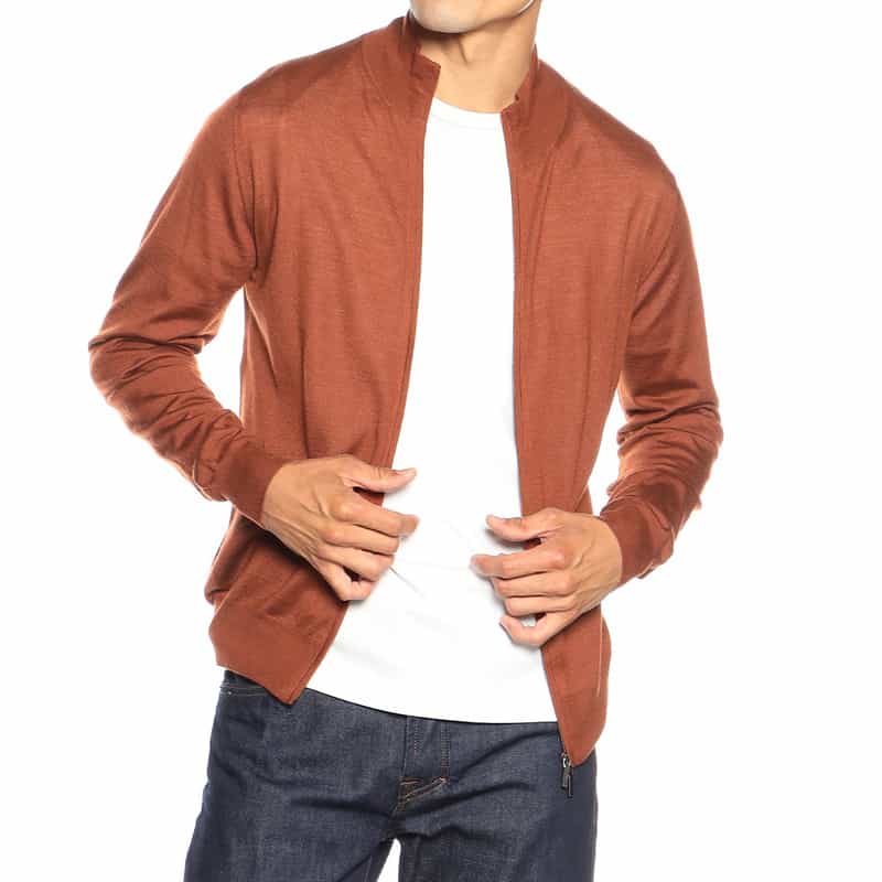 MAURO OTTAVIANI カシミヤシルクジップアップニットブルゾン ORANGE