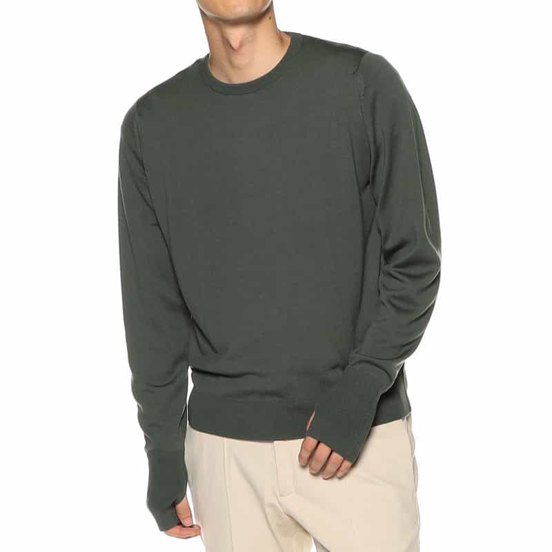 JOHN SMEDLEY バーニーズ　ニューヨーク限定メリノウールニットプルオーバー KHAKI