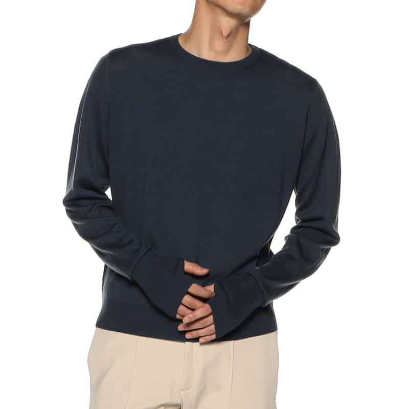 JOHN SMEDLEY 限定メリノウールニットプルオーバー NAVY