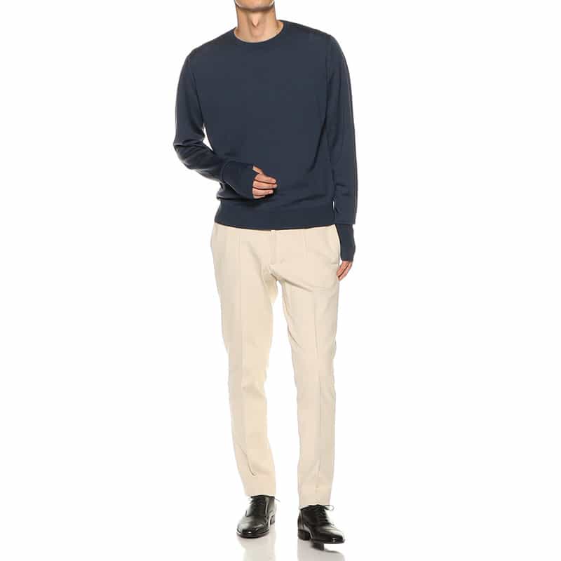 JOHN SMEDLEY バーニーズ　ニューヨーク限定メリノウールニットプルオーバー NAVY
