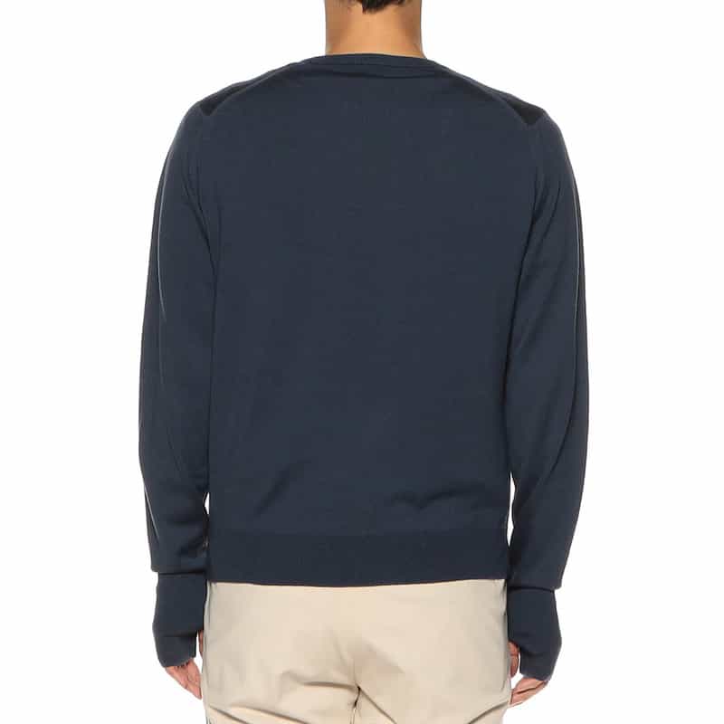 JOHN SMEDLEY バーニーズ　ニューヨーク限定メリノウールニットプルオーバー NAVY