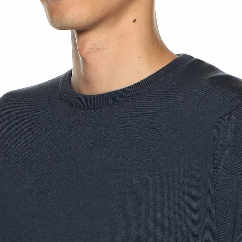 JOHN SMEDLEY バーニーズ　ニューヨーク限定メリノウールニットプルオーバー NAVY