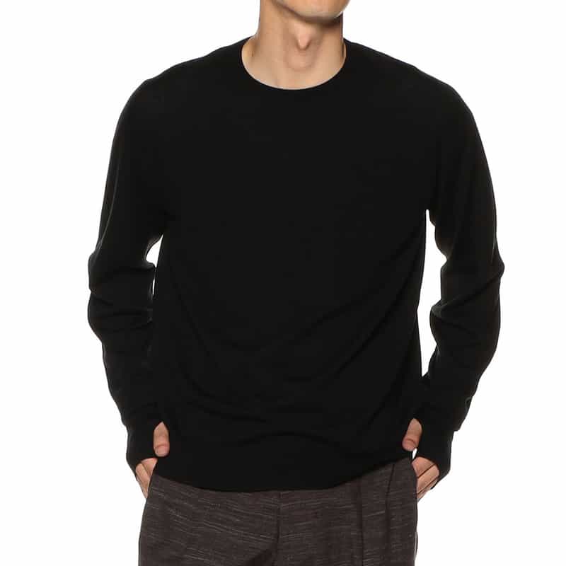 JOHN SMEDLEY バーニーズ　ニューヨーク限定メリノウールニットプルオーバー BLACK