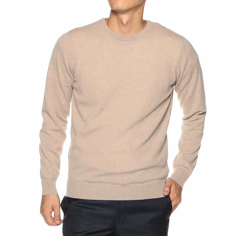 BARNEYS NEW YORK ウールカシミヤクルーネックニットプルオーバー BEIGE