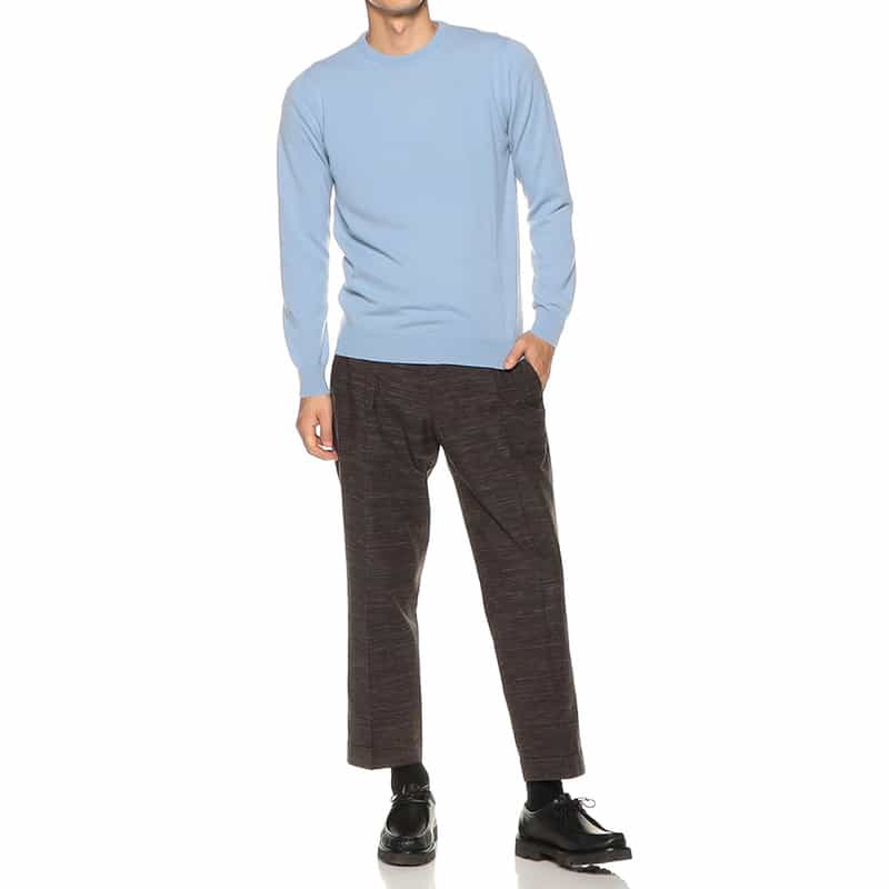 BARNEYS NEW YORK ウールカシミヤクルーネックニットプルオーバー LIGHT BLUE