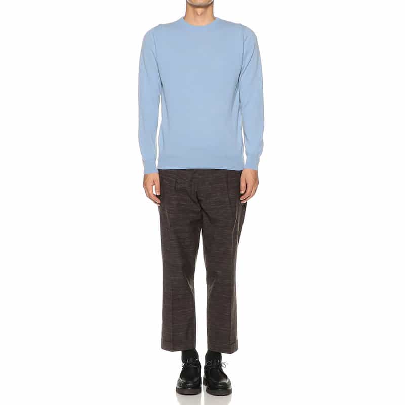 BARNEYS NEW YORK ウールカシミヤクルーネックニットプルオーバー LIGHT BLUE
