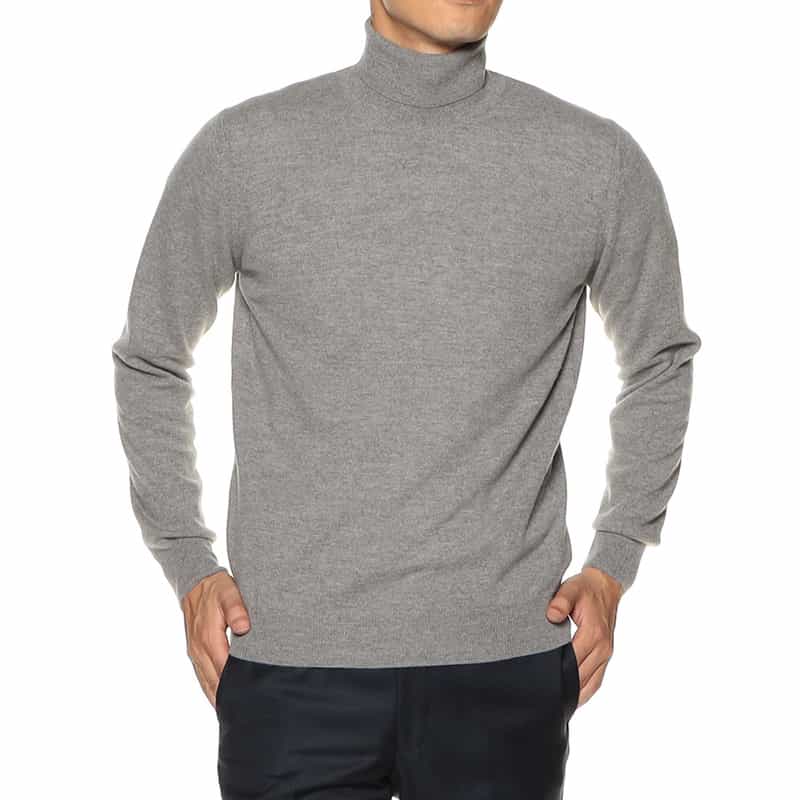 BARNEYS NEW YORK ウールカシミヤタートルネックニットプルオーバー GRAY