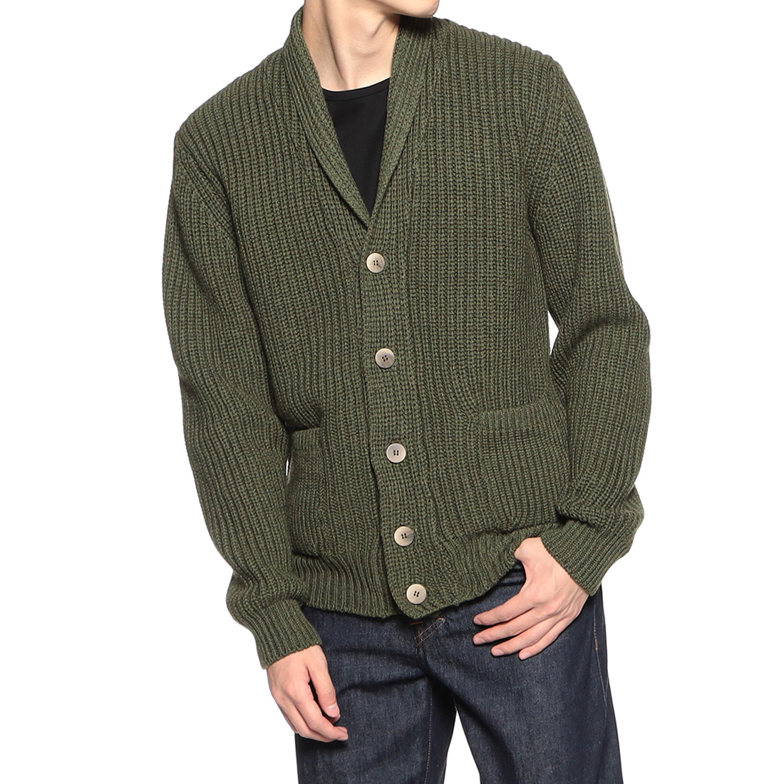 ショールカラーニットカーディガン