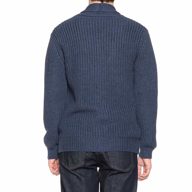 BARNEYS NEW YORK ショールカラーニットカーディガン NAVY