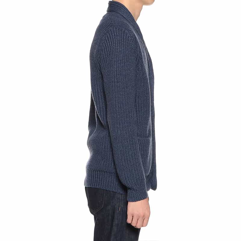 BARNEYS NEW YORK ショールカラーニットカーディガン NAVY