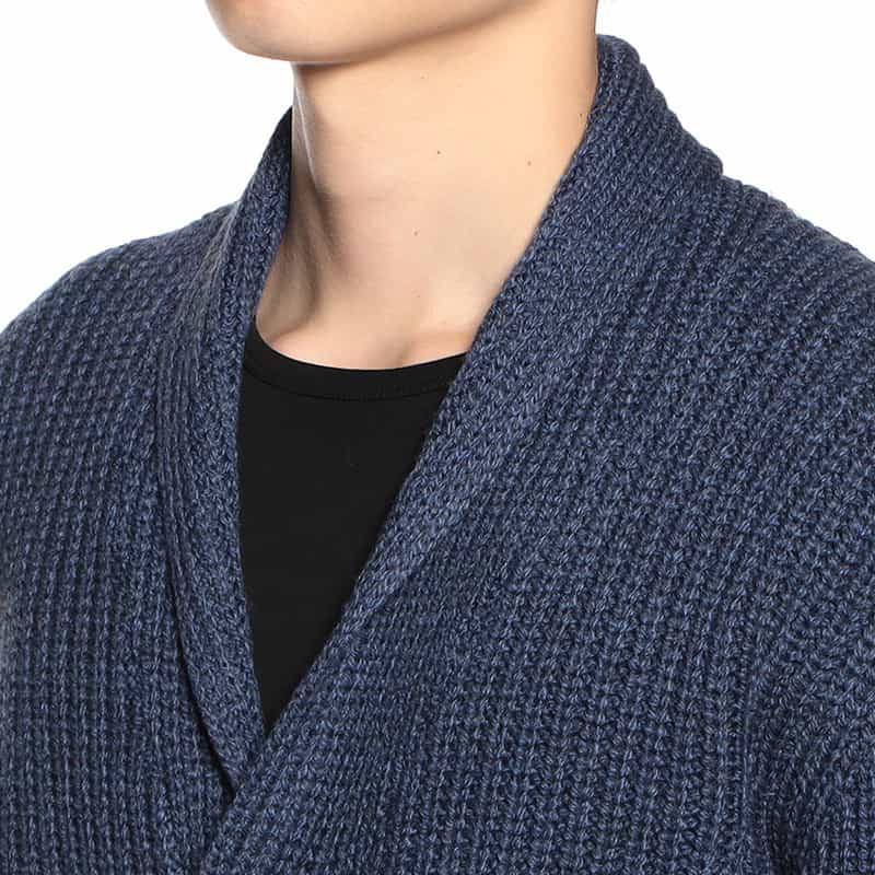 BARNEYS NEW YORK ショールカラーニットカーディガン NAVY