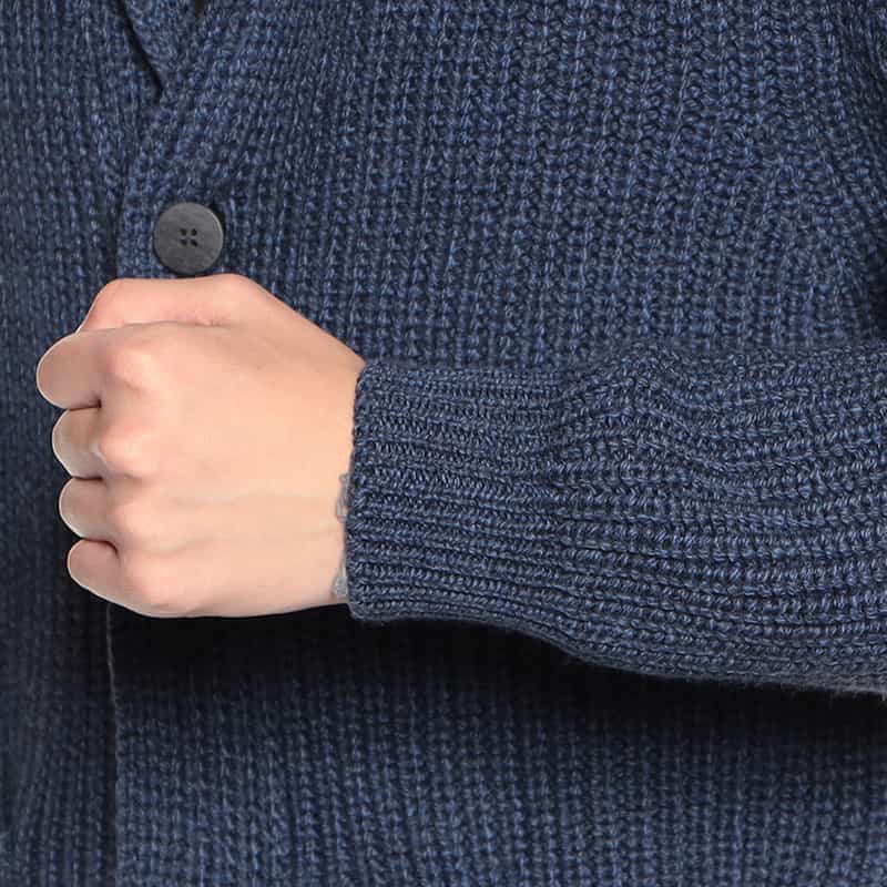 BARNEYS NEW YORK ショールカラーニットカーディガン NAVY