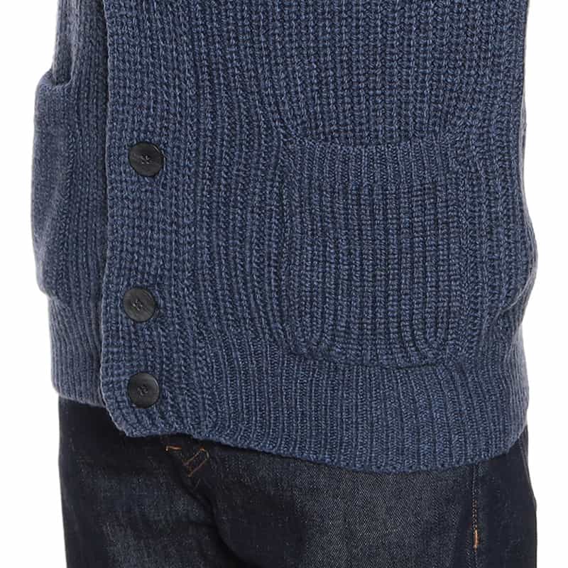 BARNEYS NEW YORK ショールカラーニットカーディガン NAVY