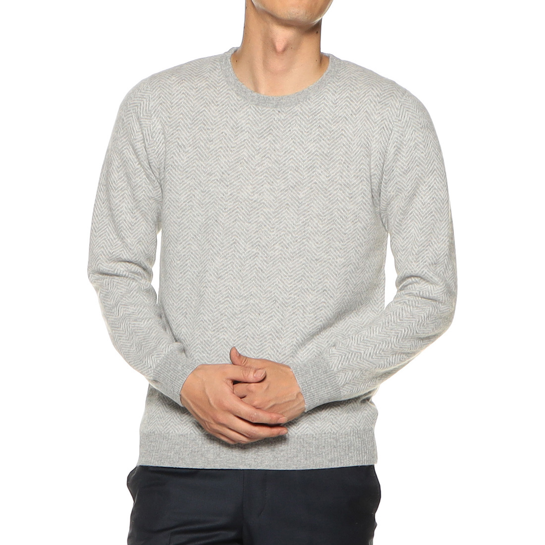 ジャカードヘリンボーンニットプルオーバー