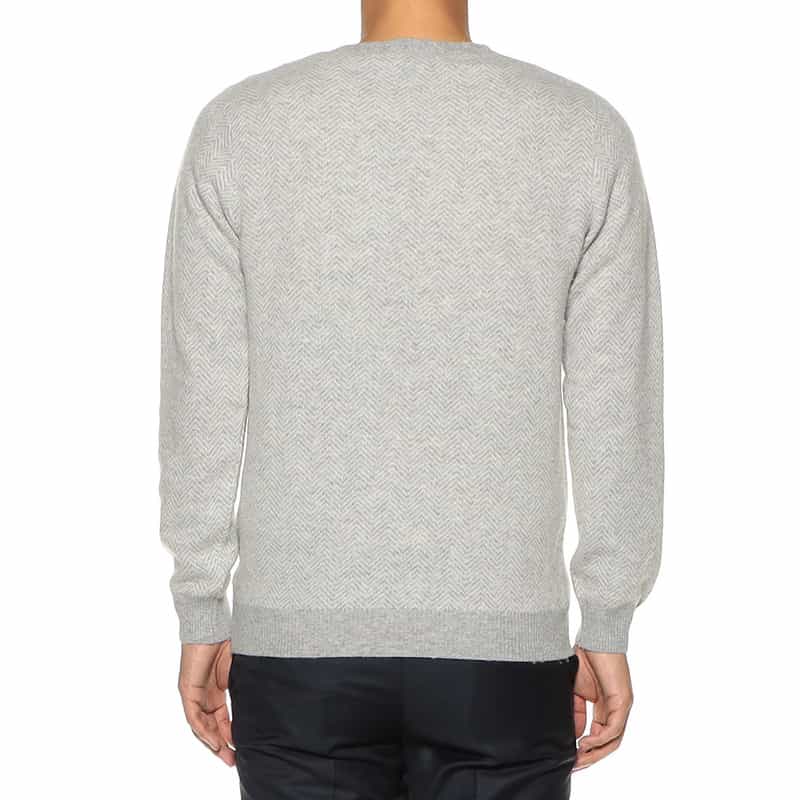 BARNEYS NEW YORK ジャカードヘリンボーンニットプルオーバー LIGHT GRAY