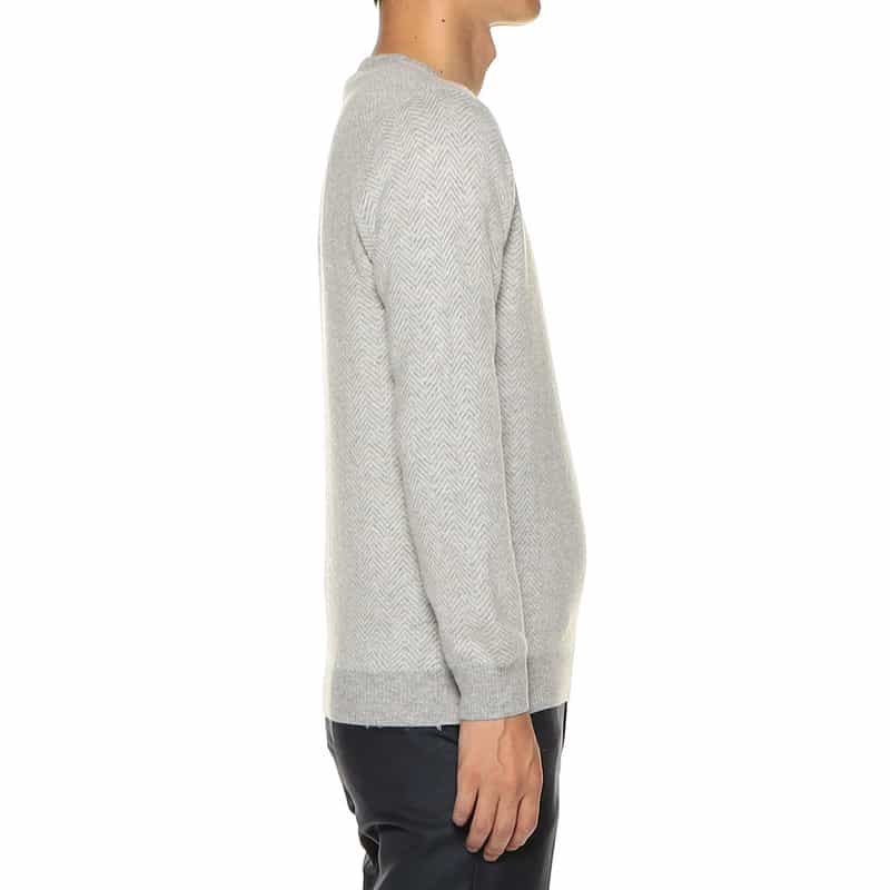 BARNEYS NEW YORK ジャカードヘリンボーンニットプルオーバー LIGHT GRAY