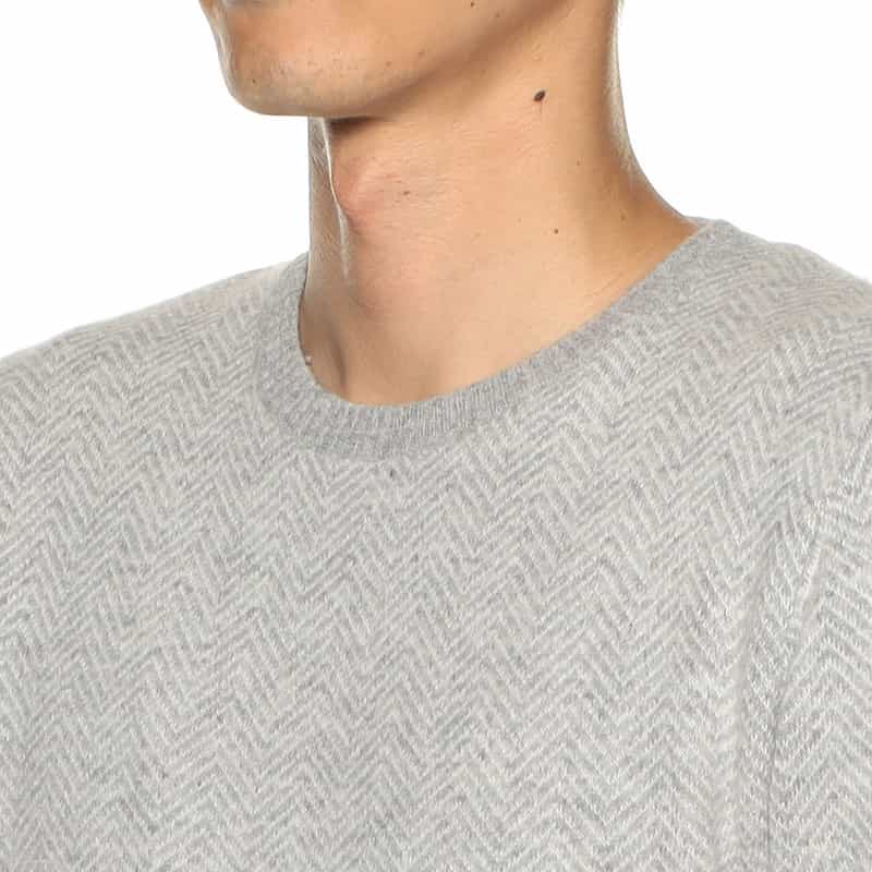 BARNEYS NEW YORK ジャカードヘリンボーンニットプルオーバー LIGHT GRAY
