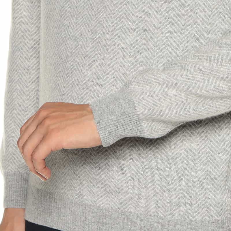 BARNEYS NEW YORK ジャカードヘリンボーンニットプルオーバー LIGHT GRAY