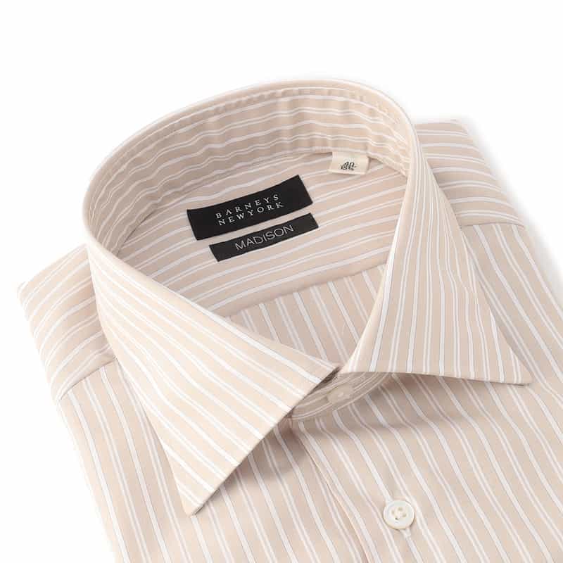 BARNEYS NEW YORK ストライプ柄ドレスシャツ "MADISON" BEIGE