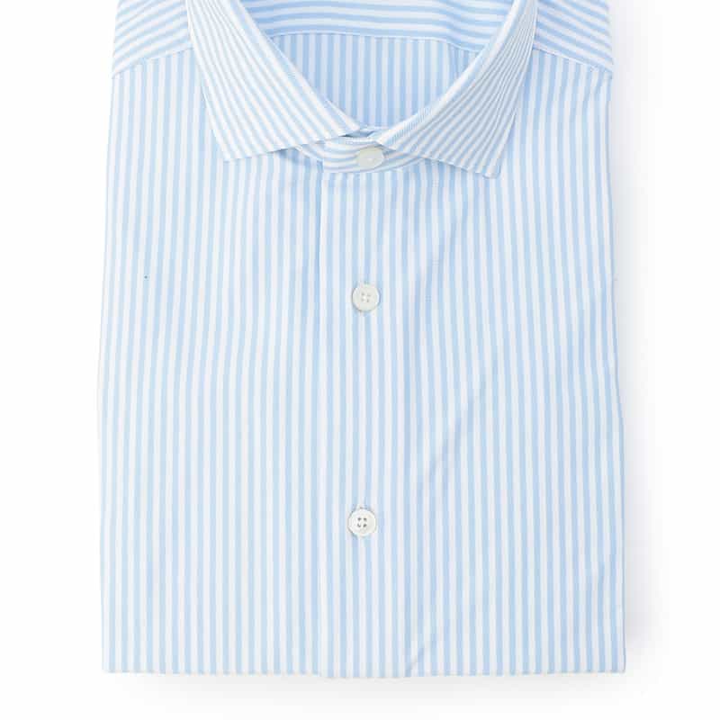 XACUS ストライプ柄ドレスシャツ LIGHT BLUE