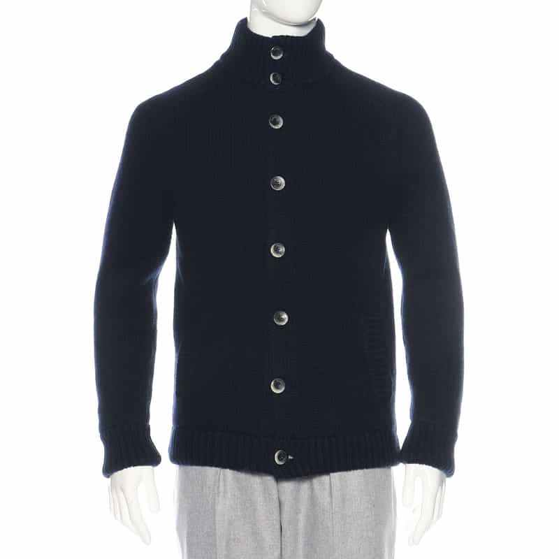 HERNO "RESORT" スタンドカラーニットブルゾン NAVY