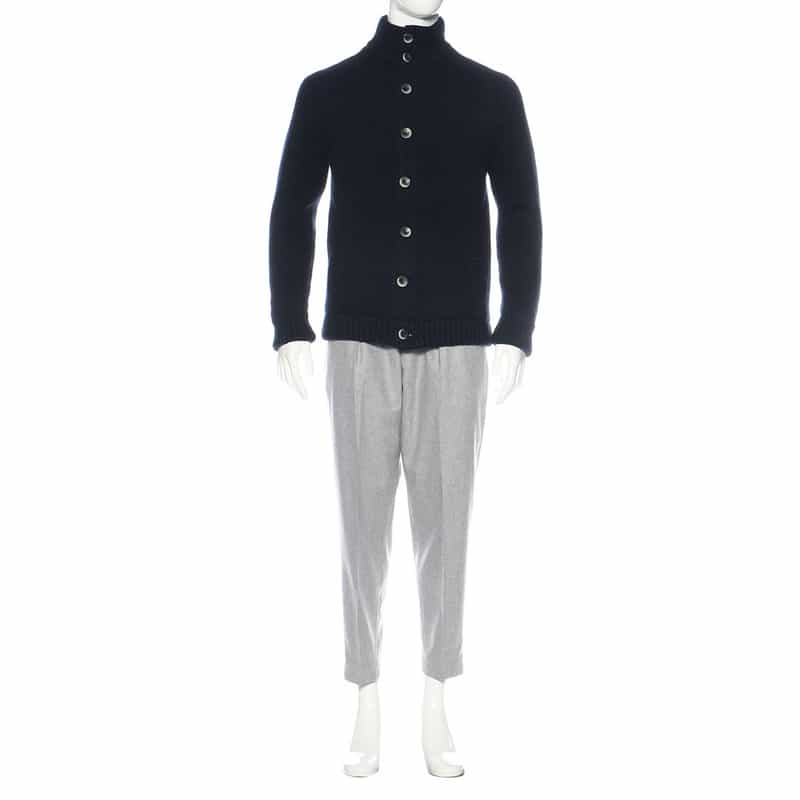 HERNO "RESORT" スタンドカラーニットブルゾン NAVY