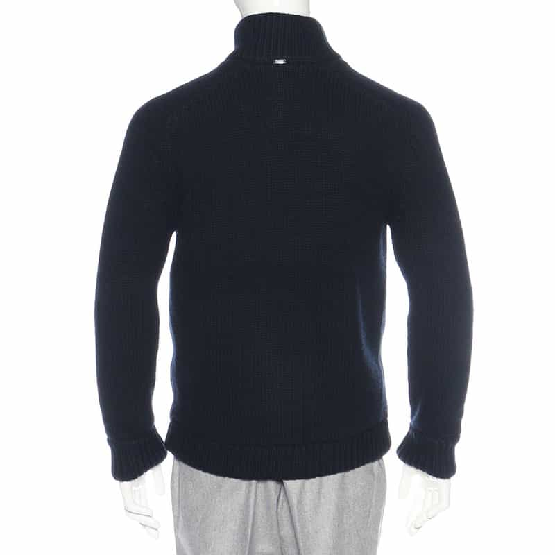 HERNO "RESORT" スタンドカラーニットブルゾン NAVY