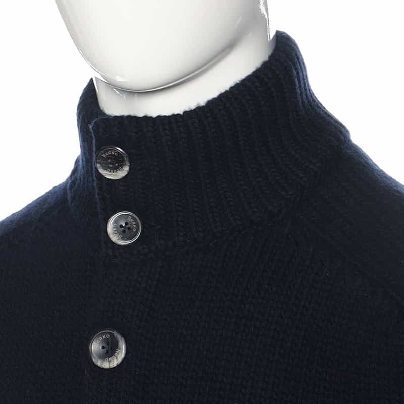HERNO "RESORT" スタンドカラーニットブルゾン NAVY