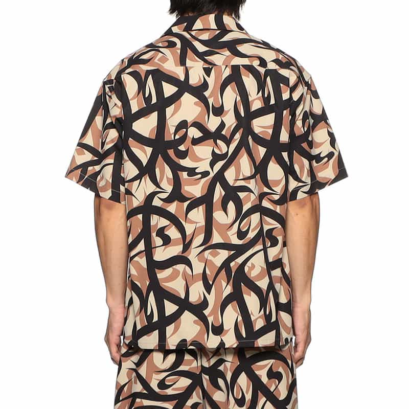 MAGIC NUMBER MAGIC NUMBER X BEDWIN & THE HEARTBREAKERS バーニーズ ニューヨーク限定カモフラージュ柄オープンカラーシャツ BROWN