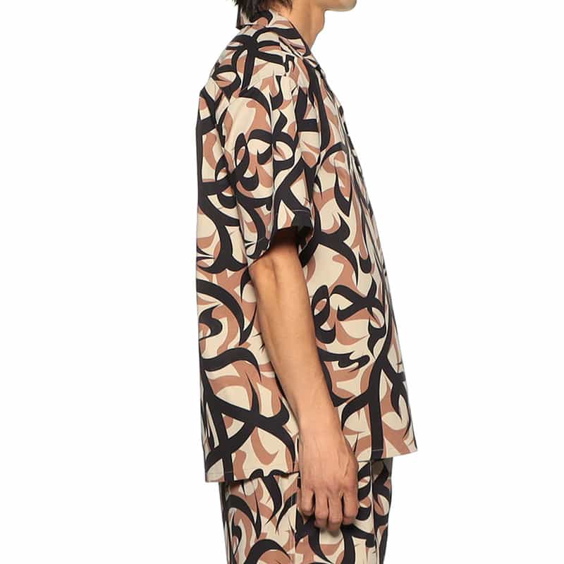 MAGIC NUMBER MAGIC NUMBER X BEDWIN & THE HEARTBREAKERS バーニーズ ニューヨーク限定カモフラージュ柄オープンカラーシャツ BROWN