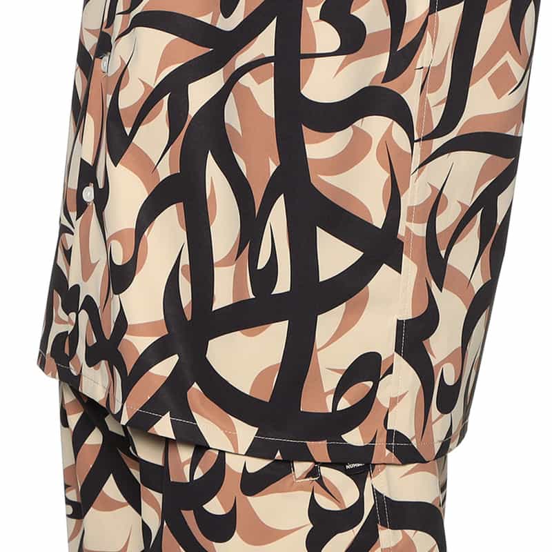 MAGIC NUMBER MAGIC NUMBER X BEDWIN & THE HEARTBREAKERS バーニーズ ニューヨーク限定カモフラージュ柄オープンカラーシャツ BROWN